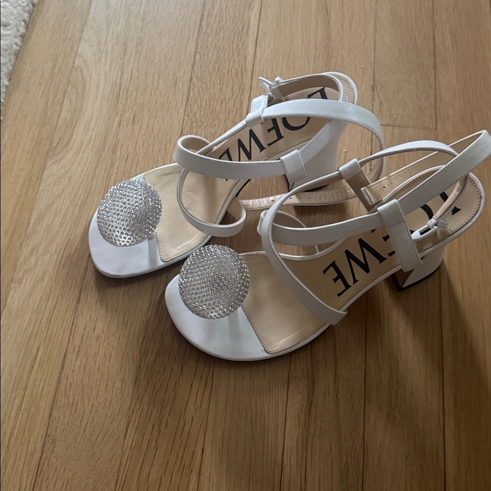Loewe White Crystal Embellished Sandals - Picture 4 of 11